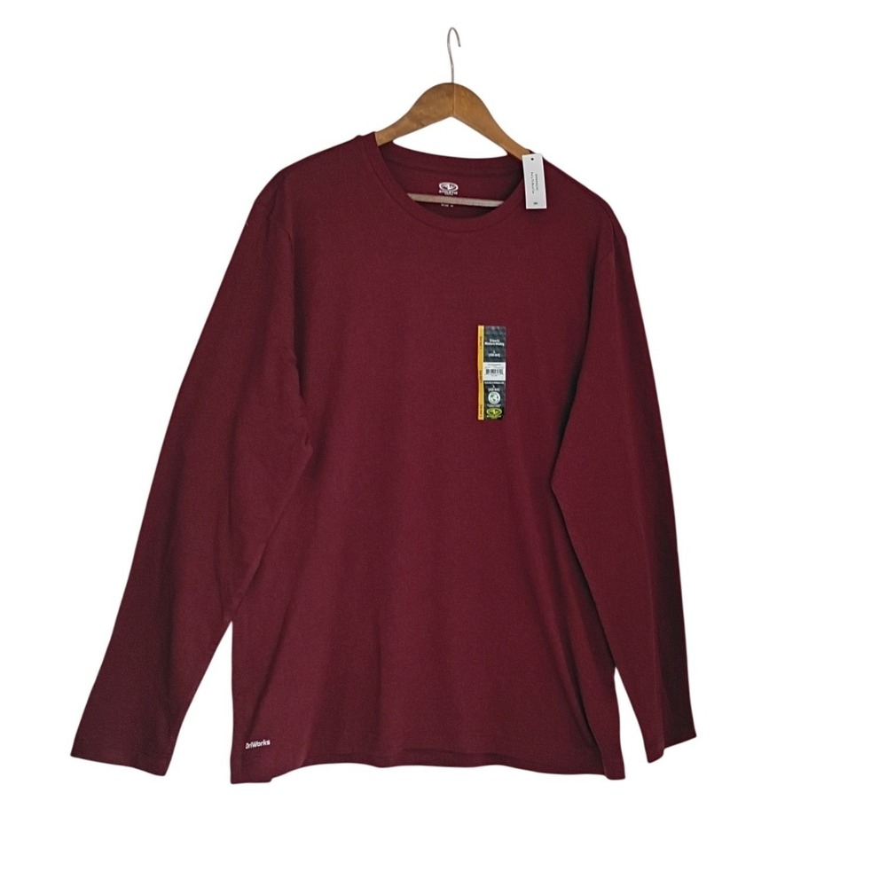 Athletic Works DriWorks Long Sleeve Shirt Men's Large 42-44 Claret Red NWT